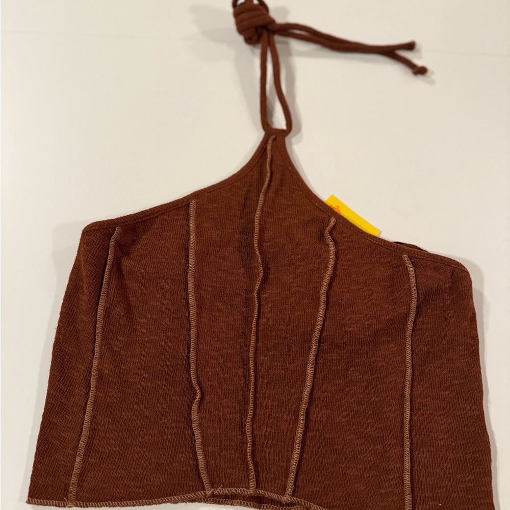 Urban Outfitters Brown Ribbed Halter Crop Top | Size L | NWT | Studio Wardrobe